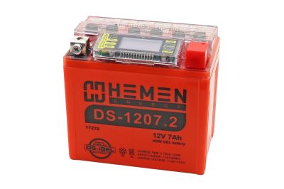 Аккумулятор 12В 7Ач HEMEN ENERGY DS1207.2 (113*70*107мм) (YTZ7S) С ДИСПЛЕЕМ (гелевый) (обр.полярн) (артикул 74191)