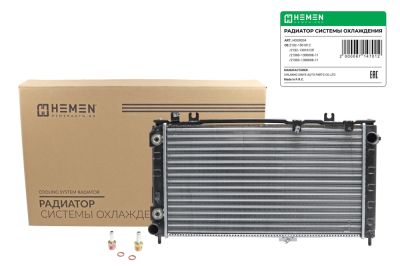 Радиатор охлаждения двигателя паяный HEMEN для Lada Granta 10-, Kalina II 13- с A/C MT/AT (HOSR034) (артикул 67147)