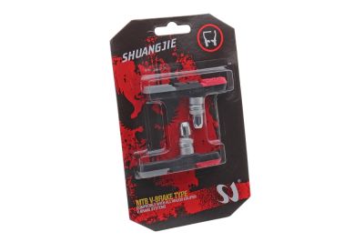 колодки тормозные вело v-brake резьбовые l=72мм shuangjie, sj-518 (пара) черно/серые/красные