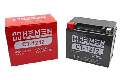 Аккумулятор 12В12Ач HEMEN ENERGY CT1212 (150*86*131мм) (YTX12-BS) (кислот.,гермет.) (прям. пол) (артикул 55682)