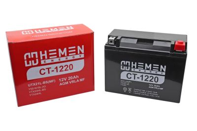 Аккумулятор 12В20Ач HEMEN ENERGY CT1220 (205*89*163мм) (Y50-N18L-A3) (кислот.,гермет.) (обр. пол) (артикул 55684)