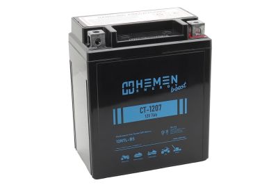 Аккумулятор 12В 7Ач HEMEN BOOST CT1207.1 (114*70*132мм) (YTX7L-BS)(кислот.,гермет.)(прям. полярн) (артикул 12000)