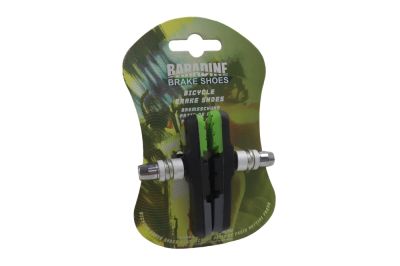колодки тормозные вело v-brake резьбовые l=72мм "baradine" (пара)(960v) черно/серые/зеленые