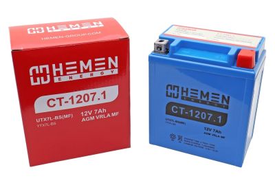 Аккумулятор 12В 7Ач HEMEN ENERGY CT1207.1 (113*70*132мм)(UTX7L-BS(MF))(кислот.,гермет.) (обр.полярн) (артикул 53532)
