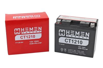 Аккумулятор 12В10Ач HEMEN ENERGY CT1210 (150*70*130мм) (YT12B-B4) (кислот.,гермет.) (прям полярн) (артикул 75625)
