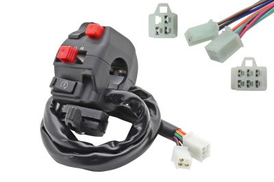 переключатель руля левый (5 функций, 6+3 контакта, разъем 6pin +4pin мама) viking