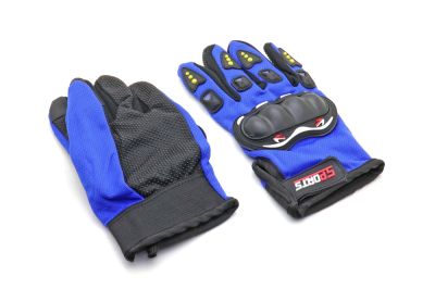перчатки с пальцами "sport" с защитой синие (сенсорные)
