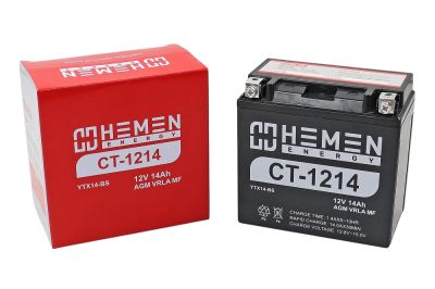 Аккумулятор 12В14Ач HEMEN ENERGY CT1214 (150*86*145мм) (YTX14-BS) (кислот.,гермет.) (прям пол) (артикул 75627)