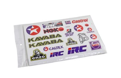 Наклейки: iRC TIRE, NGK, KAYABA, Castrol, MOTOR SPORT, CALTEX, enzo (20х40) (артикул 18534)